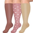 thumbnail image 1 of 3pcs Plus Size Compression Socks for Women Extra Wide Calf Knee High Support Socks for Circulation，3XL-Style 3, 1 of 6