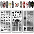 thumbnail image 1 of 3pcs Poker Elements Nail Stamping Plates Diamonds Clubs Nail Art Templates Textured Nail Art Stencil Stainless Steel Nail Image Plates, 1 of 7