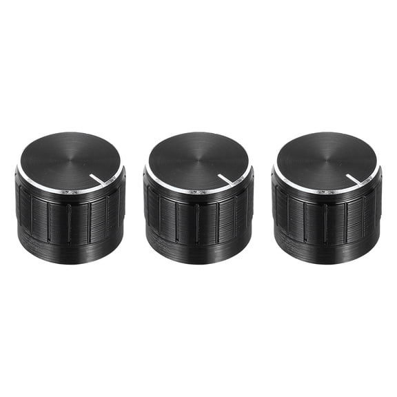 3pcs Potentiometer Knob Knurled Shaft Black Aluminum 6mm Shaft Dia. Rotary Knob 21mmx17mm Volume Control Knob