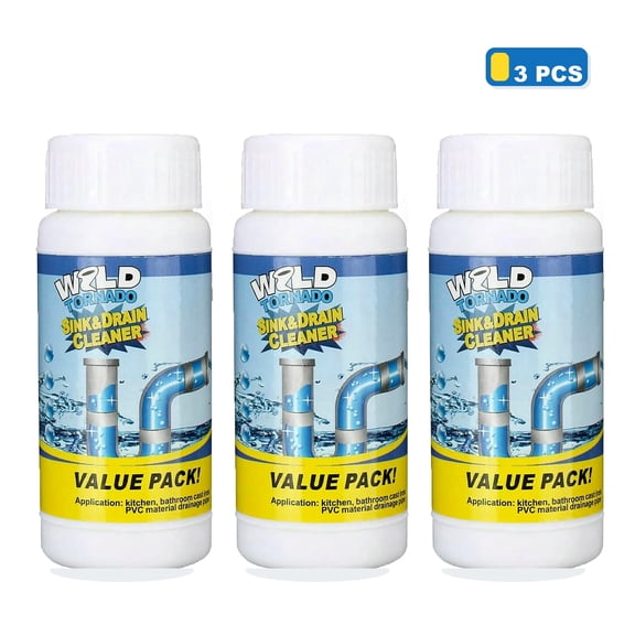 3pcs Powerful Sink & Drain Cleaner Powder - Quick Foaming Super Cleaning Agent for Kitchen, Bathroom & Toilet Pipes