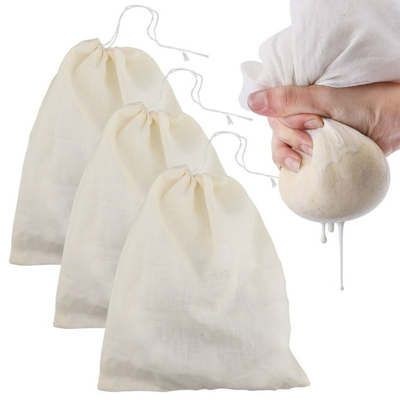 3pcs Premium Nut Milk Bags, Reusable Fine Mesh Cheesecloth Bags, Almond Milk Strainers for Soy Yogurt Cold Brew Coffee Tea Juice, Beige