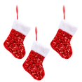 3pcs Present Bag Sparkling Sequins Christmas Stocking for Family