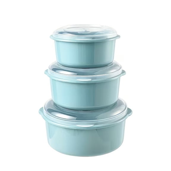 3pcs Preservation Box with Lid, Fruit Vegetable Crisper, Dumpling Meat Eggs Storage Containers, Microwaveable