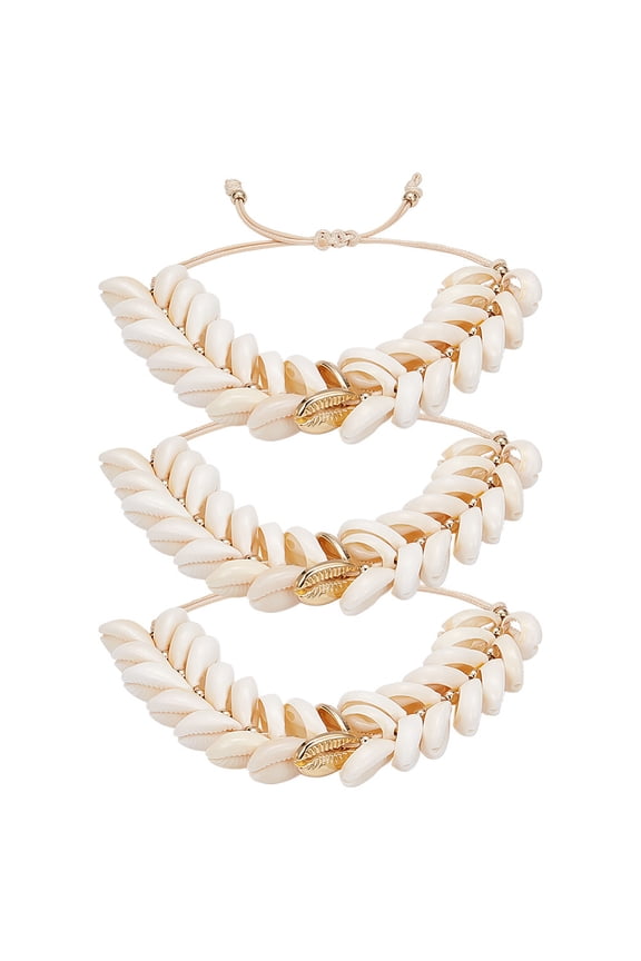3pcs Puka Shell Anklet Shell Bracelets Beach Cowrie Pooka Bracelets Charm Women Adjustable Seashell Bracelet Summer Sea Beach Bracelet