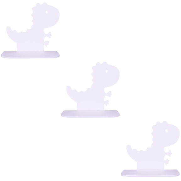 3pcs Punch Free Shelf Rack Baby Kids Room Wall Mount Storage Hanging Decorations Dinosaur Shape DIY Decor (White)