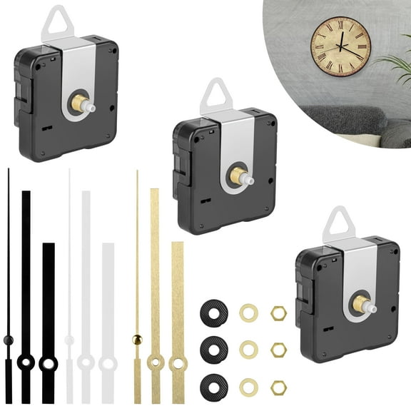 3pcs Quartz Clock Movement Kit, TSV DIY Repair Clock Mechanism Part with 3pair Hands