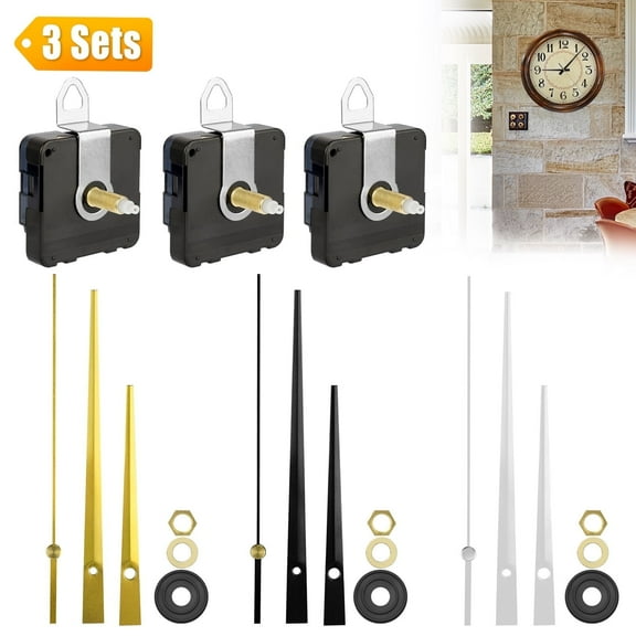 3pcs Quartz Clock Movement Mechanisms Kit, EEEkit Silent Clock Motor Kit with 3pair Hands