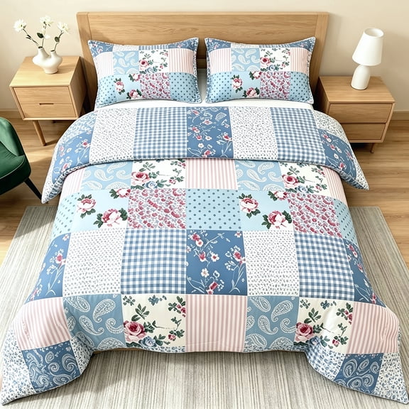 3pcs Queen Cooling Comforter Solid Color Rhombus Grid Bedding Soft, Comfortable, Fluffy Lightweight Breathable Fabric Easy Care All Season Use Includes 1 Comforter 2 Pillowcases