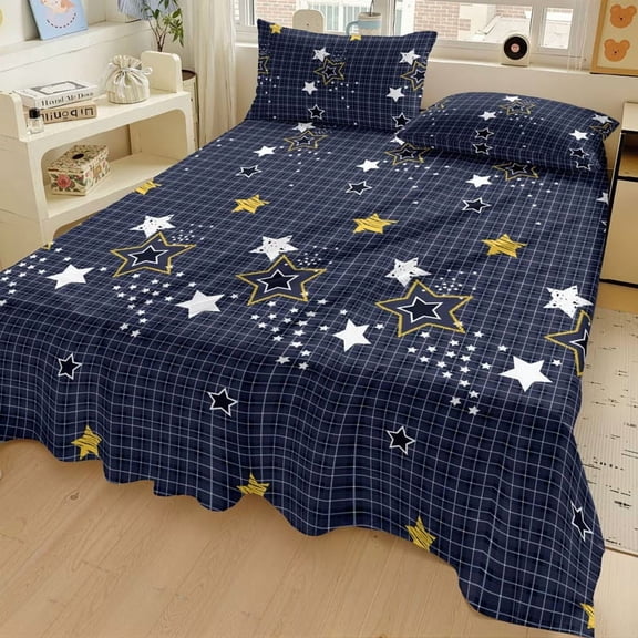 3pcs Queen Size Sheet Set  Soft Breathable Microfiber Bedding with Deep Pocket Fitted Sheet & Pillowcases for Couples