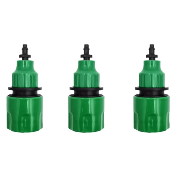 3pcs Quick Connector Adapter for Drip Tape, Gardening Watering System Tool 1/4" Barbed Fitting Garden Irrigation, Green
