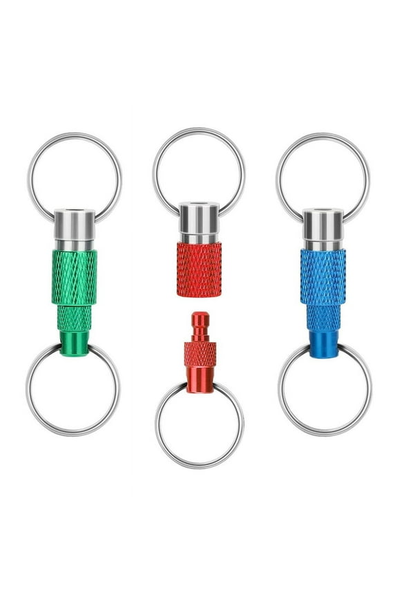 3pcs Quick Release Detachable Keychain, Double Rings Pull Keychain