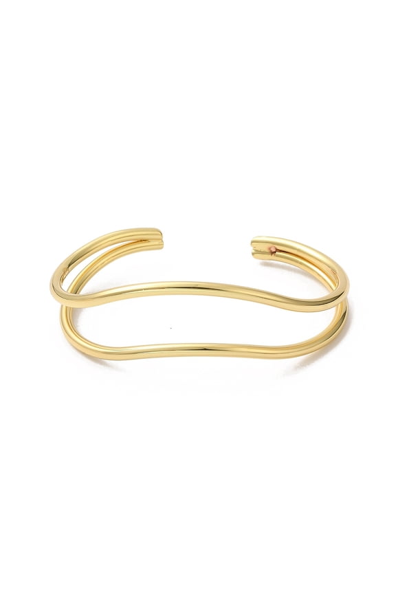 3pcs Rack Plating Brass Cuff Bangles Open Bangles for Women Cadmium Free & Lead Free Real 18K Gold Plated 1/4~7/8 inch(0.65~2.2cm)