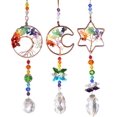 thumbnail image 1 of 3pcs Rainbow Chakra Crystal Suncatcher Windows Hanging Tree of Life Sun Catchers Decor with Prisms for Car, Feng Shui Charms Decor for Home, 1 of 13