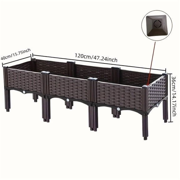 3pcs Raised Garden Bed with Legs, Elevated Plastic Planter Box for Outdoor Plants, , Vegetables And Herbs