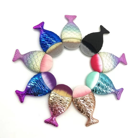 3pcs Random Ombre Colorful Mermaid Tail Shaped Makeup Brushes