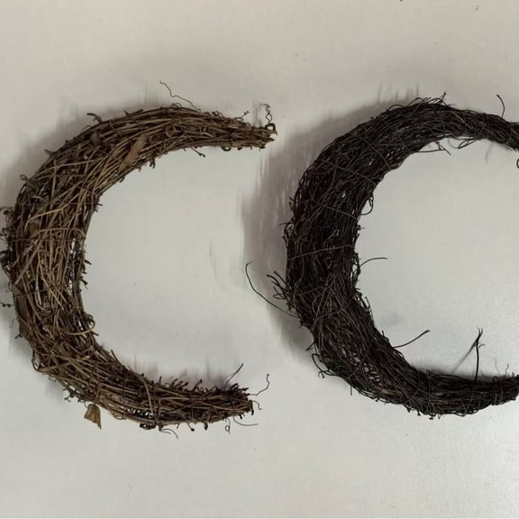 CIMAXIC Rattan Moon Wreath, Brown Grapevine, Natural Material, DIY Decor, Multi-Occasion Use, 3Pcs