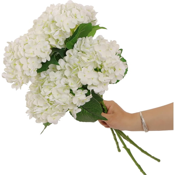 3pcs Real Touch Artificial Hydrangea Flowers, 20 Inch Long Stem Silk Hydrangea with True Touch Petals, Artificial Flower for Home Decor Wedding,Green
