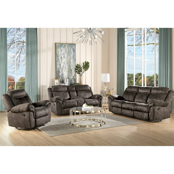 3pcs Recliner Living Room In Chocolate Velvet - Indulge Luxury With Smooth Reclining, , Two Tone Suite (3pcs) Relaxation,