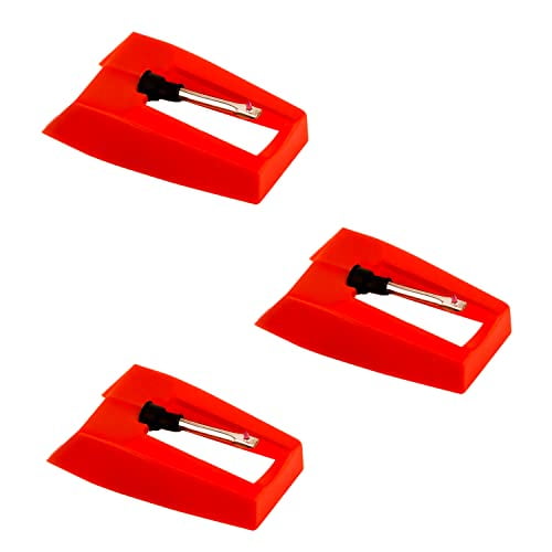 3pcs Record Player Needle,Turntable Replacement Needle Long-Lasting Record Player Needle Replacement Diamond Stylus Replacement for Vinyl Record Player LP Phonograph,Victrola,ION,Crosley (Red)