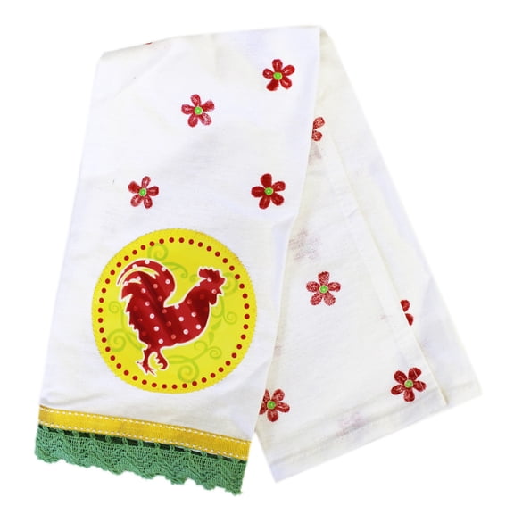 3pcs Red Rooster Silhouette Floral Hand/Dish Towel - By Ganz