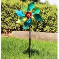 thumbnail image 1 of 3pcs Reflective Pinwheels Wind Spinner, Extra Sparkly Rainbow Pinwheel with Stakes, Bird Repellent Blinder Devices Deterrent to Scare Birds Away from Yard Patio Farm Garden, Colorful, 1 of 1