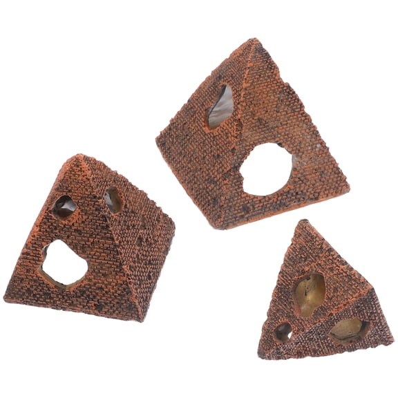 3pcs Resin Pyramid Shelters Artificial Pyramid Fish Tank Hideout Decor Resin Hideaway Ornament