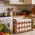 thumbnail image 1 of 3pcs Retro Wooden Egg Storage Rack - 36 Eggs Capacity Countertop Organizer with Natural Wood Texture, Fresh Egg Display Tray for Quail Pigeon Eggs, Durable Kitchen Countertop Storage Accessory, 1 of 5