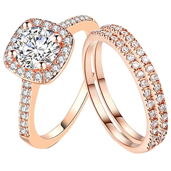 3pcs Rings Set Women's Zircon Stacking Promise Rings Fashion Wedding Bridal Jewelry 3PCS