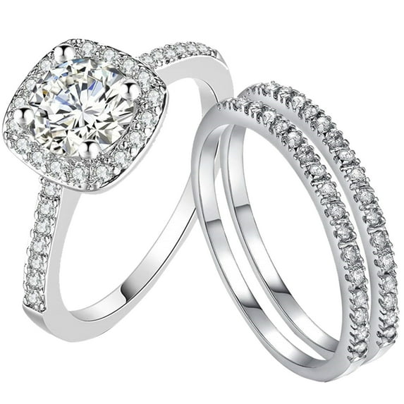 3pcs Rings Set Women's Zircon Stacking Promise Rings Fashion Wedding Bridal Jewelry 3PCS