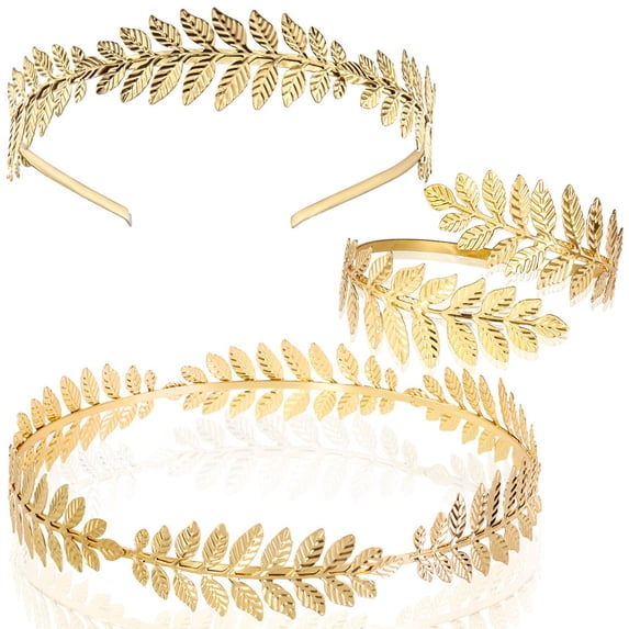 3pcs Roman Gold Leaf Crown Headband, Greek Goddess Hair Accessories for Costume Party Wedding Dancing Party Cosplay