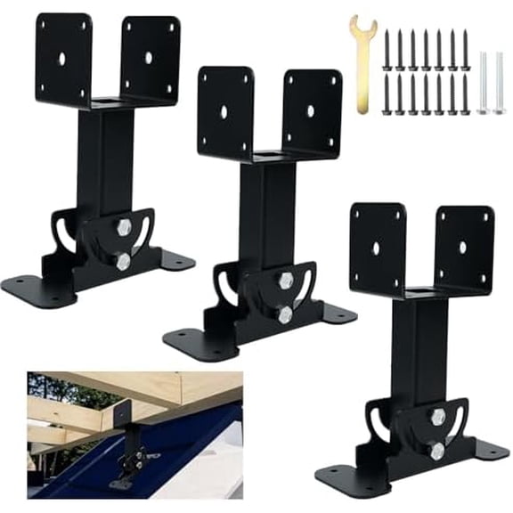 3pcs Roof Riser Brackets Kit, Heavy Duty Adjustable Patio Roof Brackets Kit Easy to Install, Pergola Roof Brackets for for 4x4/4x6 Lumber$$Garden & Patio