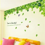 3pcs The Room is Full of Green Leaves Wall Decal Wall Stickers for Kindergarten Living Room Children's Room TV Sofa Background Wall Art Decors Window Dressing Living Room