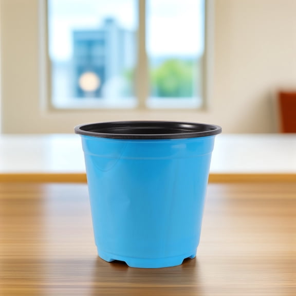 3pcs Round Bucket Thicken Plastic Flower Pots Tree Growing Bucket Garden Balcony Pot (Blue, 15.00X15.00X13.50CM)