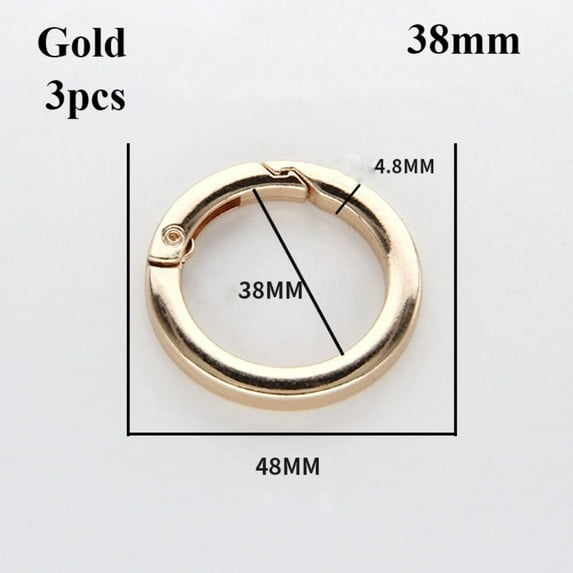3pcs Round Shape Zinc Alloy Zinc Alloy Hooks Round Push Trigger 18/38mm Black Gold Silver Spring O-Ring Buckles Carabiner Snap Clasp Clip Bag Belt Buckle GOLD 38MM