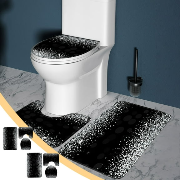 3pcs Rugs Sets For Living Room Bathroom Carpet Absorbent Floor Mat Three Piece Bathroom Non-slip Mat U-shaped Floor Mat Toilet Seat Mat