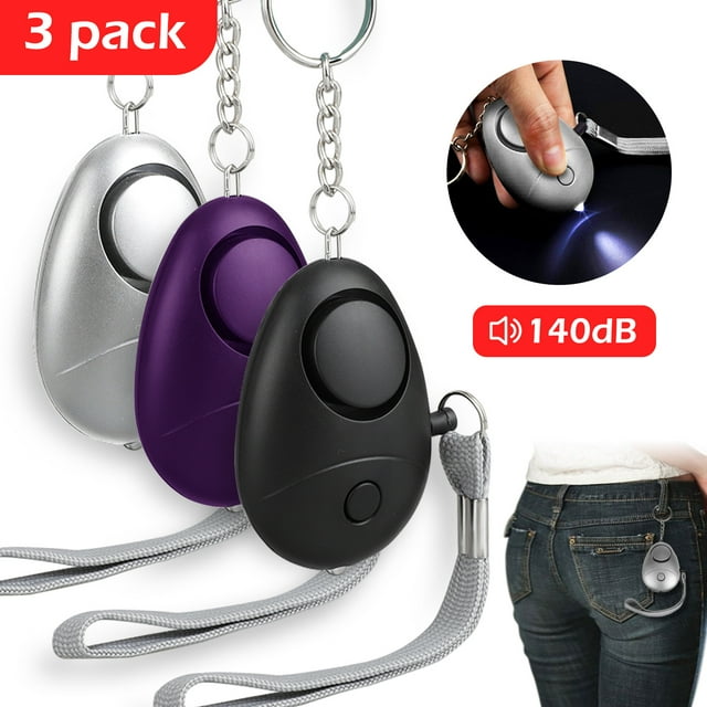 3pcs Safe Personal Alarm, EEEkit 140dB Safesound Women Alarms Keychain with LED, Self Defense