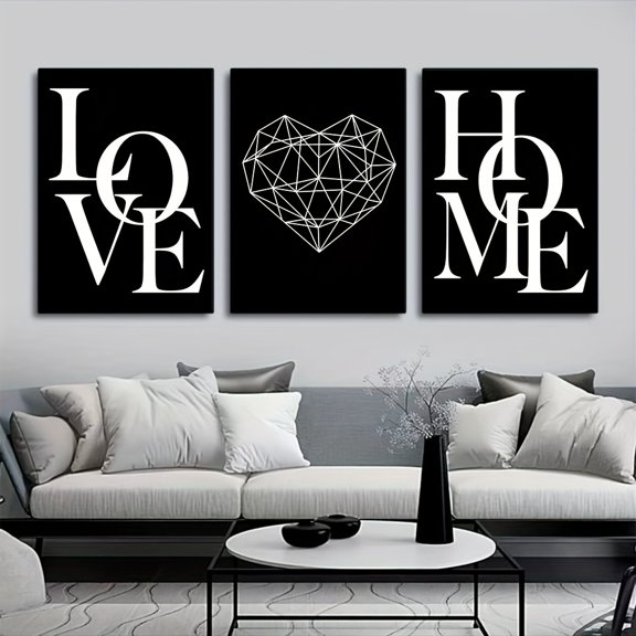 3pcs Scandinavian Art Deco Canvas Wrapped Canvas Set - Matte Finish, Detachable, Reusable, Pre-pasted Installation - Nordic B&W Printed Wall Art for Bedroom, Office, Living Room, Wall Decor,
