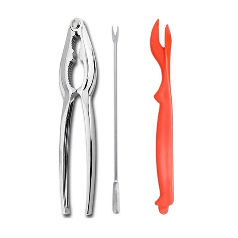 3pcs Seafood Tools Crab Crackers Nut Cracker Forks Lobster Set Opener K4E8
