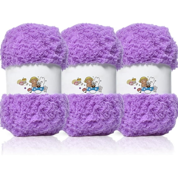 3pcs/Set 150g Soft Coral Velvet Yarn Chenille Yarn for Crocheting,Fluffy Yarn for Knitting and Croche DIY Craft,Warm Yarn for Bag Hat Scarve Clothe Gloves Slippers Doll