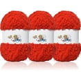 thumbnail image 1 of 3pcs/Set 150g Soft Coral Velvet Yarn Chenille Yarn for Crocheting,Fluffy Yarn for Knitting and Croche DIY Craft,Warm Yarn for Bag Hat Scarve Clothe Gloves Slippers Doll, 1 of 7