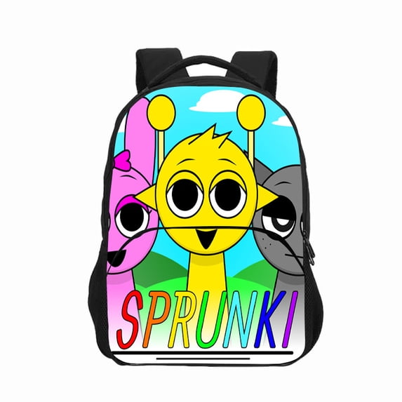 Sprunki 3pcs Set Backpack Cartoon School Bag with Lunch Bag Lightweight Travel Backpack