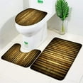 thumbnail image 1 of 3pcs Set Bamboo Bath Mat Pebble Leaves Elegant Flannel Anti Slip Bathroom Rugs Carpet Toilet Lid Cover Bathroom Accessories Set, 1 of 5