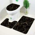 3pcs Set Black Marble Bath Mat Bathroom Rugs Anti Slip Absorbent Shower