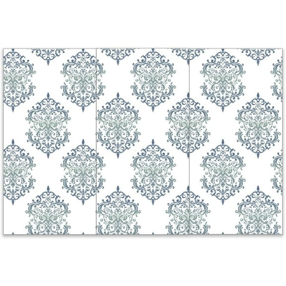 3pcs/Set Blue Damask Rub on Transfers for DIY Furniture and Crafts 6x12 inch Vintage Flower Furniture Decals Decorative Floral Transfer Stickers Rub on Decals for DIY Wood Furniture Home Decor