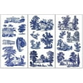 thumbnail image 1 of 3pcs/Set Blue Landscape Rub on Transfers for Furniture and Crafts 6x12 inch Blue Toile Decor Transfer Stickers Tree Rub on Decals for Wood Furniture Scrapbooking Home Decorations, 1 of 7