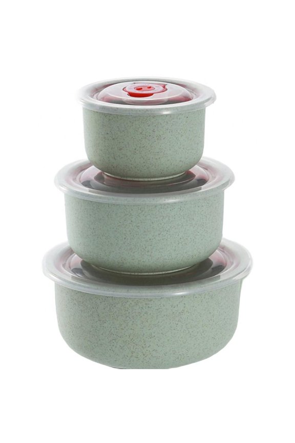 3pcs/Set Bowl Wheat Straw Environmental Protection Bowl Household Rice Salad Noodle Eco friendly Tableware with Lid 10/17/30.5oz