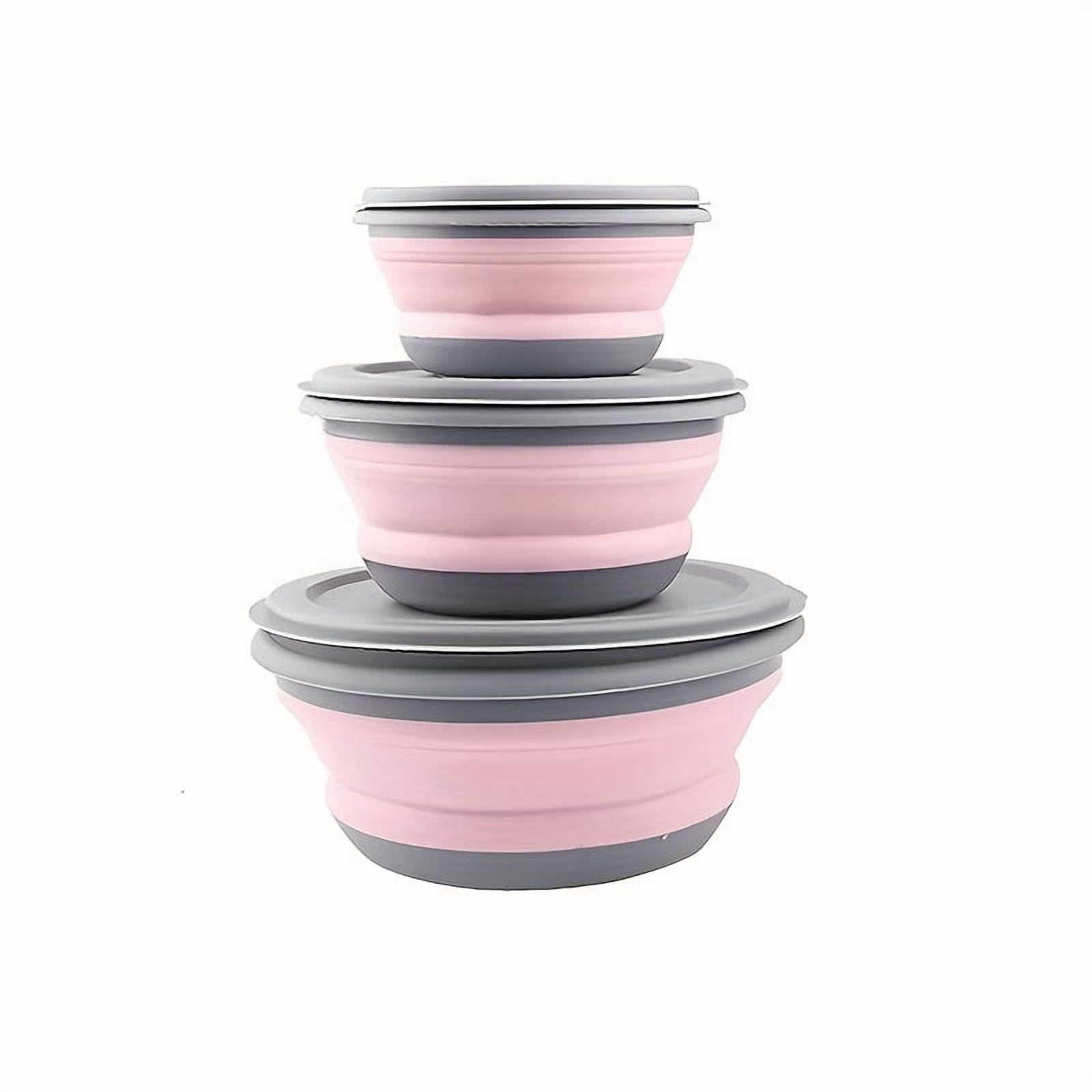 3pcs Set Camping Bowls With Lids, Foldable Silicone Collapsible Bowl ...