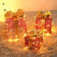 3pcs Set Christmas Lighting Gift Box Decoration Outdoor Warm White