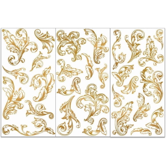 3pcs/Set Damask Rub on Transfers for Furniture and Crafts 6x12 inch Vintage Floral Furniture Decals Flower Transfer Stickers Rub on Decals for Wood Furniture Home Decor Colorful