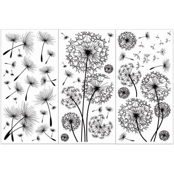 3pcs/Set Dandelion Rub on Transfers for Furniture and Crafts 6x12 Inch Dandelion Furniture Transfer Sticker Furniture Decals Decor Transfer Stickers Rub on Decals for Furniture
